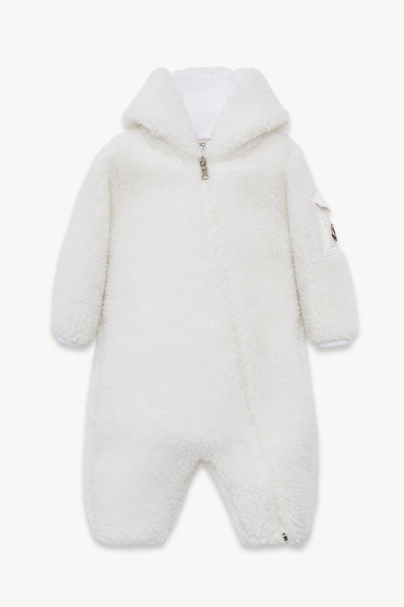 Barboteuse à capuche en teddy Mixte Blanc Moncler